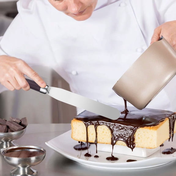 Blaxill Offset Spatula Set | Stainless Steel Cake Icing Spatula With Angled Blade | Cake Scraper & Decorating Tool | Wood Handle | Icing Spreader | 44.5cm | 1 Piece | Silver