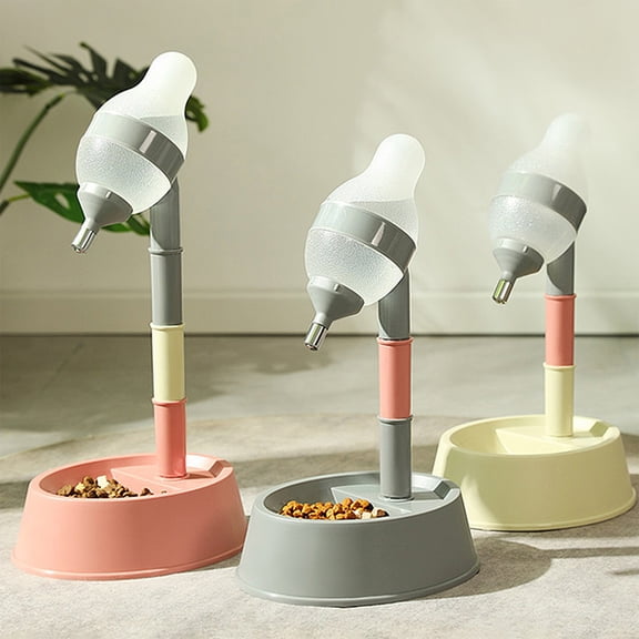 Blaxill Pet Water Dispenser | Lick Ball Type Dog & Cat Water Bowl | 650ml Large Capacity Spill-Proof Water Bottle | Integrated Plastic Design | Pink, Gray, Beige | Hygienic, Space-Saving, Easy Clean