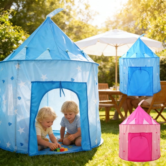 Blaxill Play Tent, Indoor Outdoor, Foldable, Portable, Polyester Blue Pink, 105x105x135cm, Party/Playdate