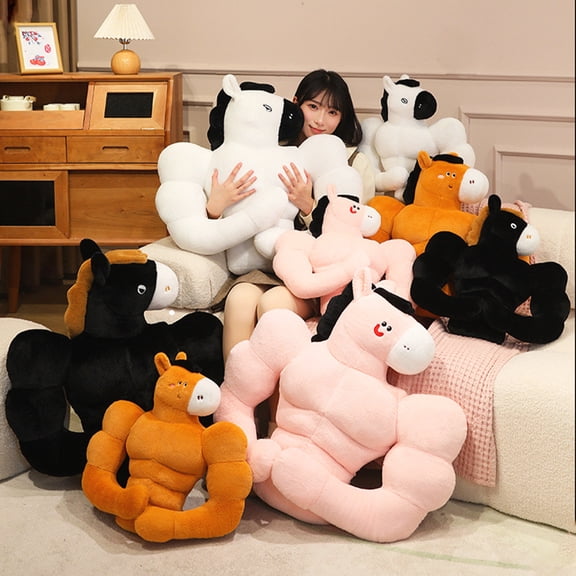 Blaxill Plush Toy, Stuffed Animals, Home Decor, Sofa Pillow, Soft Polyester, 15.7" Brown/Black/Pink/White, Bedroom/Decor