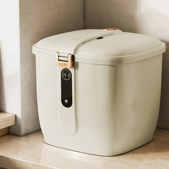 Blaxill Rice Dispenser, Airtight Food Storage Container, Grain Storage Bin, Kitchen Organization, Plastic, White, with Lid, Countertop Home Use