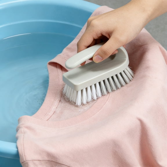 Blaxill Shoe Brush Hard Bristle Cleaning Tool | Plastic Handle | Multi-Surface Scrubber for Leather Shoes, Clothes, Sneakers | White | Compact Design | 1 Piece | 4.33x2.76x1.77in