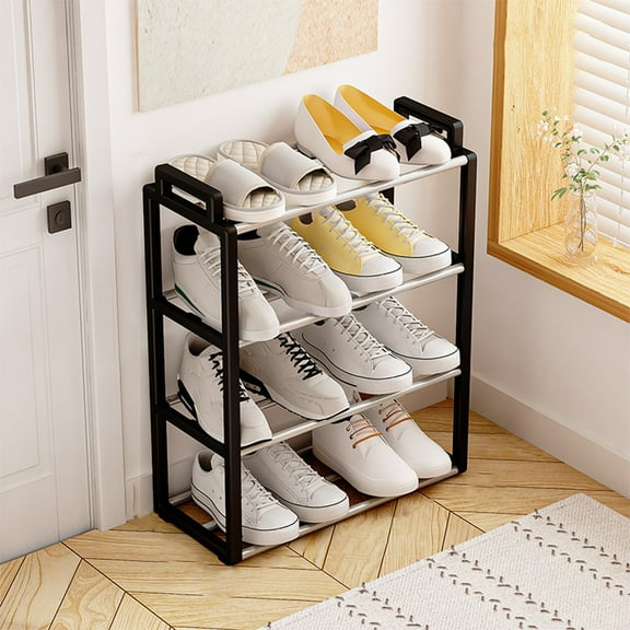 Blaxill Shoe Rack Multi-Layer Organizer | Modular Plastic Shoe Cabinet | Black Space-Saving Shelf | Easy Assembly | Home Dorm Closet Storage | 1-Piece | 53.3x45.5x18.5cm