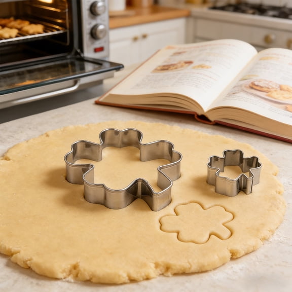 Blaxill Stainless Steel Four Leaf Trefoil Cookie Cutter Set | St. Patrick's Day Baking Tools | 3 Sizes | Metal Shamrock Fondant Wafer Molds | 3 PCS | Dishwasher Safe