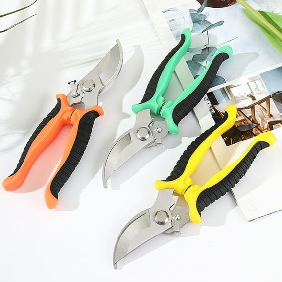 Blaxill Stainless Steel Gardening Shears | Multifunction Pruning Scissors | Floral Trimmers | Safe Lock | Labor-Saving Spring | 19cm | Orange/Green/Yellow | 1pc