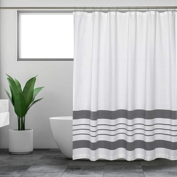 Blaxill Striped Gradient Shower Curtain | Dark Gray Polyester | Waterproof Quick Dry | Weighted Hem | 12 Metal Grommets & Hooks | 70.9x70.9 in | Bathroom Partition | 1 Piece