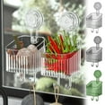 thumbnail image 1 of Blaxill Suction Cup Shelf - Removable No Drill Vacuum Organizer | Clear Plastic Storage Rack | Strong Non-Marking for Kitchen Bath Glass Mirror | Space Saving 1pc | 22x9.3cm | Green White Gray, 1 of 6