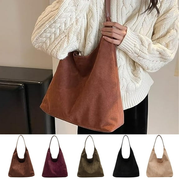 Blaxill Suede Tote Bags for Women, Work Handbags, Slouchy Office Shoulder Bag, Brown Suede Purse with Handle for Daily and Business Clearance