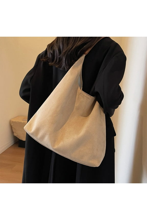 Suede Tote Bags for Women, Work Handbags, Slouchy Office Shoulder Bag, Brown Suede Purse with Handle for Daily and Business Clearance