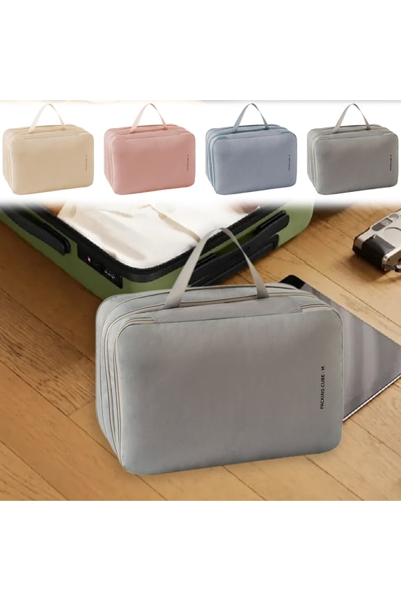 Travel Clothes Storage Bag Organizer | Split Double Layer Luggage Packing Cube | Portable Polyester Compression Bag | 40x25x12cm | Lightweight Wrinkle-Resistant
