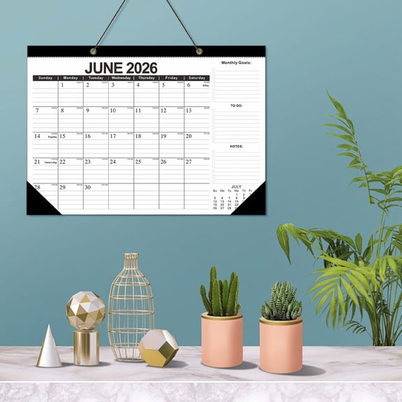Blaxill Wall Calendar, 2026-2027 Planner, Monthly Organizer, Black Classic, 16.9×12", Sturdy Paper, Home/Office Planning