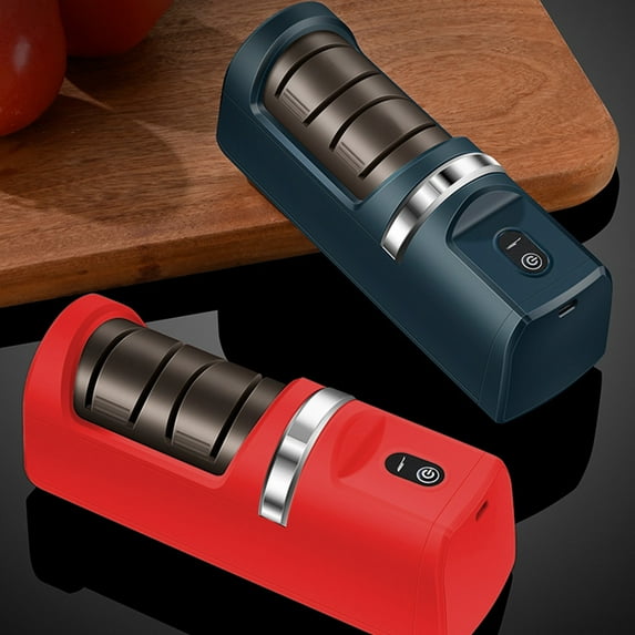 Blaxill Wireless Electric Knife Sharpener | Rechargeable Diamond Blade Sharpener | Compact Automatic Multi-Function Kitchen Sharpening Tool | 18x6x6cm | Red/Green