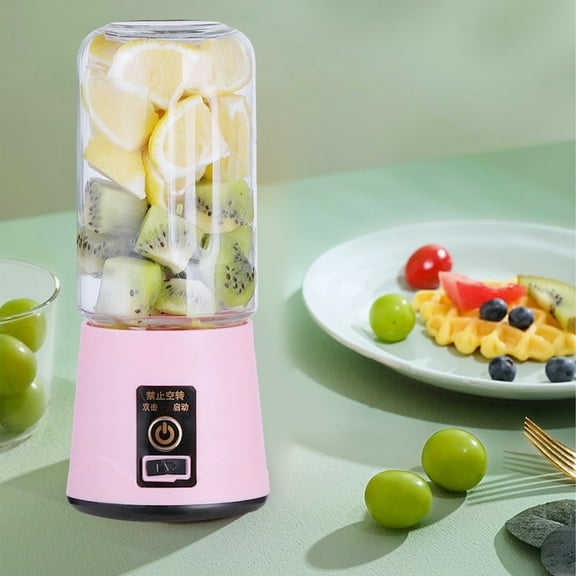 Blaxill Wireless Mini Juicing Cup USB Rechargeable Portable Blender | 400ml | SUS304 Stainless Steel 10-Blade | 18000RPM | Cold Centrifugal Extraction | Pink Blue | Travel Smoothie Juice Maker