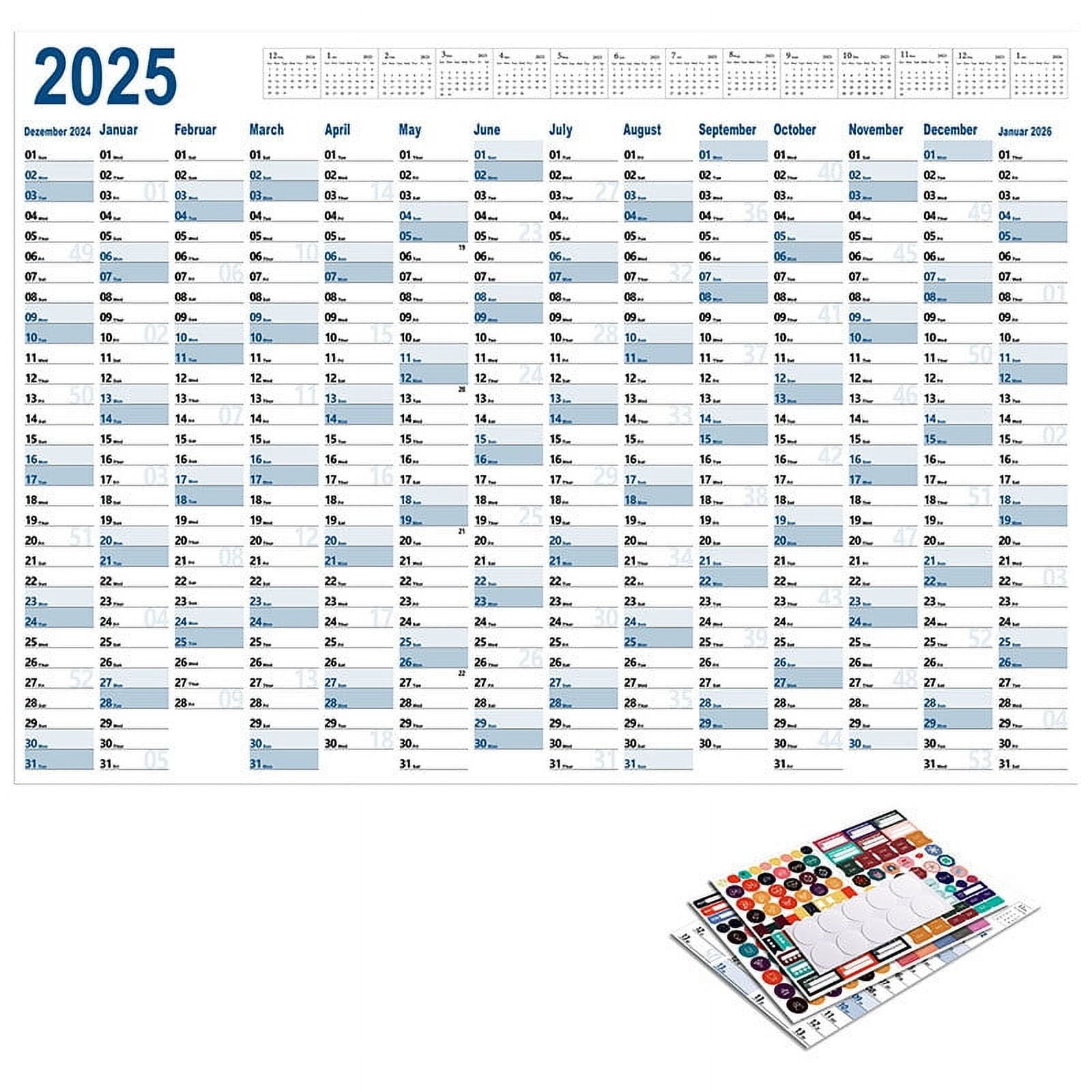 Blaxill on Clearance 2025 Vintage Wall Calendar, Wall Planner with Time