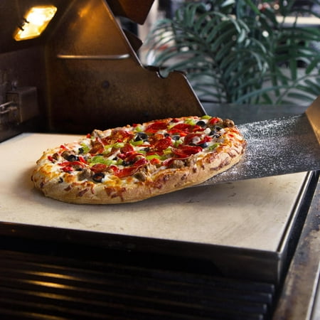 Blaze 14 3/4-Inch Ceramic Pizza Stone w/ Stainless Steel Tray for Gas Grills - BLZ-PZST