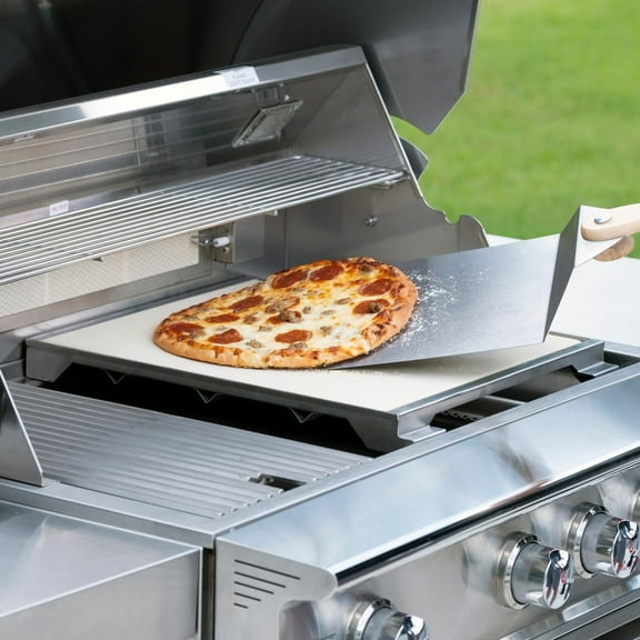 Blaze 15-Inch Ceramic Pizza Stone With Stainless Steel Tray for Professional LUX Gas Grills - BLZ-PRO-PZST-2