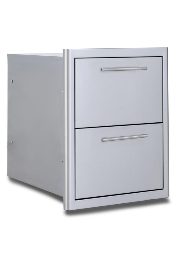 Blaze 16-in Stainless Steel Easy Close Double Access Drawer w/ LED Lighting - BLZ-DRW2-R-LT