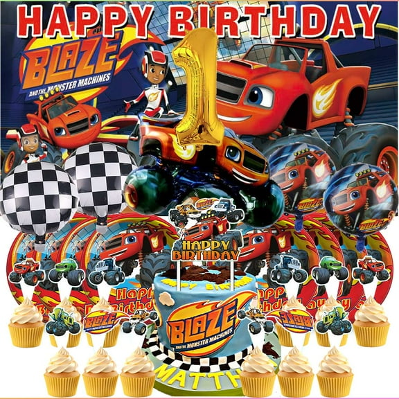 Blaze 1st Tableware Balloons Cake Toppers Backdrop Banner Supplies Party Decor Plates Decorations