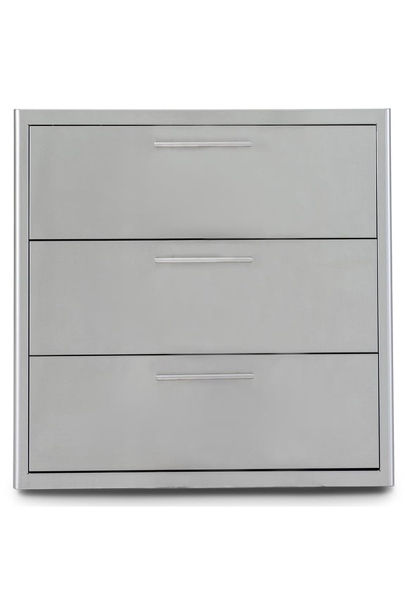 Blaze 30-in Stainless Steel Easy Close Triple Access Drawer w/ LED Lighting - BLZ-30W-3DRW-LT