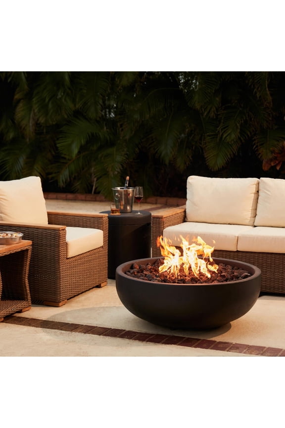 Blaze 38 Inch Round Concrete Propane Fire Bowl in Phantom