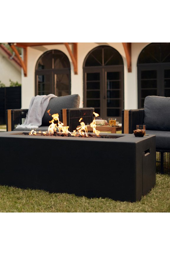 Blaze 60 Inch Rectangular Concrete Propane Fire Pit Table in Phantom