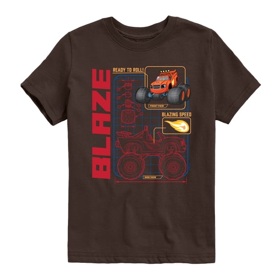 Blaze And The Monseter Machine - Schematic Blaze - Youth Boys Short Sleeve Graphic T-Shirt