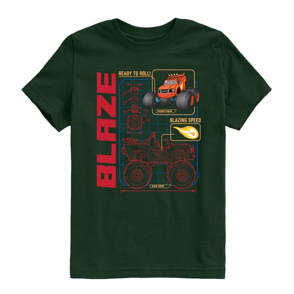 Blaze And The Monseter Machine - Schematic Blaze - Youth Boys Short Sleeve Graphic T-Shirt