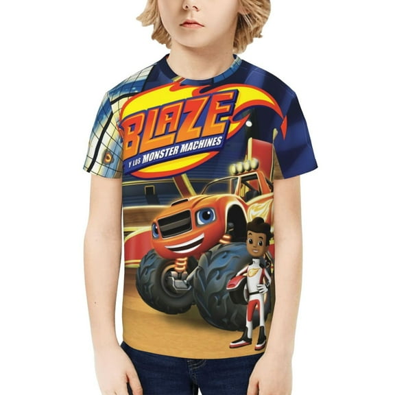 Blaze And The Monster Machines Boys Girls Teens T Shirt Graphic Print Casual Short Sleeve Funny Top Tees Shirt for Youth Kids
