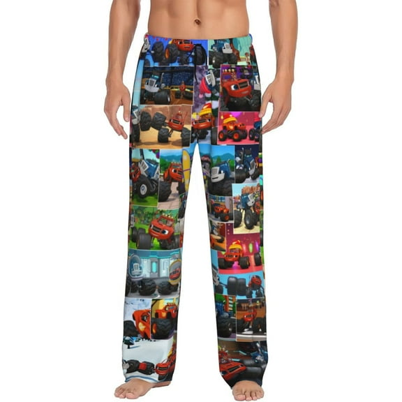 Blaze And The Monster Machines Mens Pajama Pants Ultra Soft Comfy Lounge Sleep Pants Print Loose Casual Bottoms Loungewear