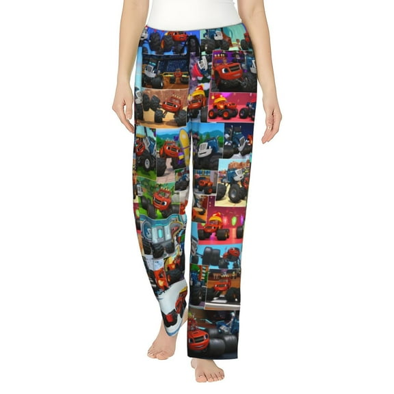 Blaze And The Monster Machines Women's Pajama Pants Ultra Soft Comfy Sleep Lounge Pants Cartoon Print Lightweight Casual Bottoms Loungewear