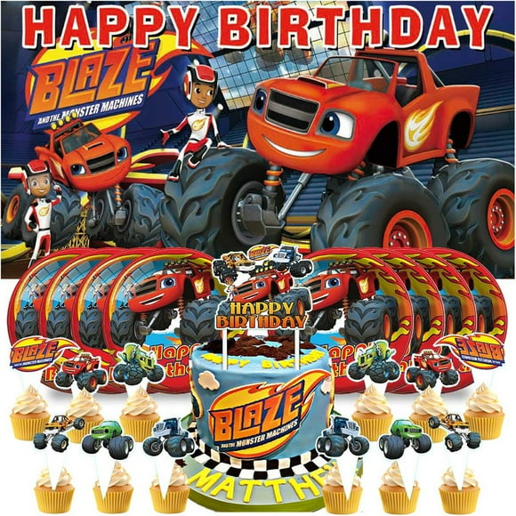 Blaze Plates Birthday Supplies Decorations Decor Backdrop Banner Cake Topper Fans