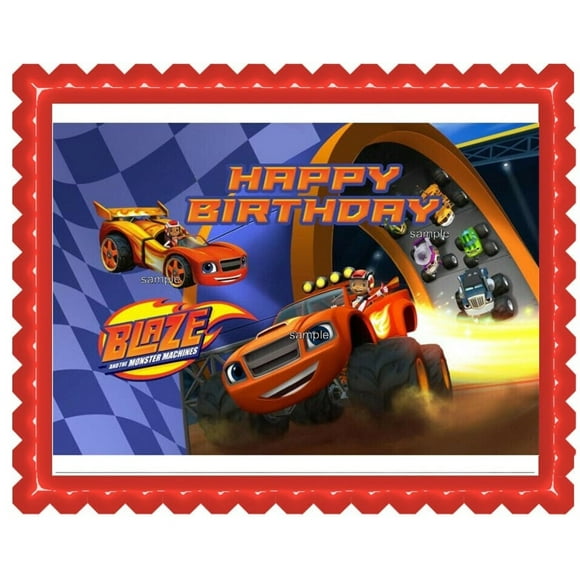 Blaze Happy Birthday Image Edible Cake Topper Frosting Sheet