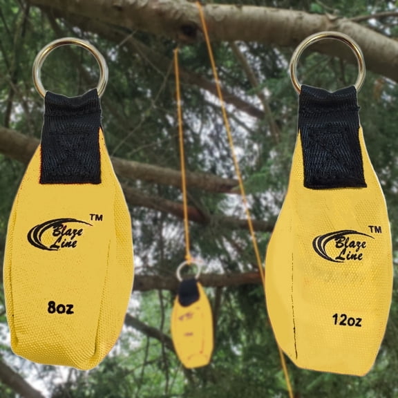 Blaze Line Arborist Throw Line Weight Ball Pouch Bag for Tree Rope Climbing 2-Pack 8 and 12 oz- Luminous Yellow