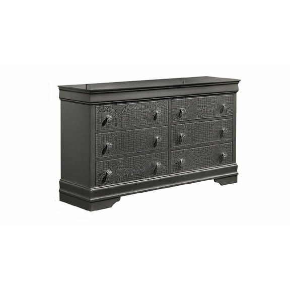 Blaze Modern Style 6-Drawer Dresser Made with Wood in Metallic Gray(Only Dresser) same as B009P286642 (CA inventory)