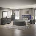 thumbnail image 1 of Blaze Modern Style King 4PC bedroom set made with Wood & LED Headboard in Gray, 1 of 19