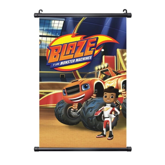 Blaze And The Monster Machines Hanging Poster Plastic Shaft Canvas Wall Hanging Banner Wall Art Painting Artwork Decor For Home Living Room Bedroom Office 20"X30"