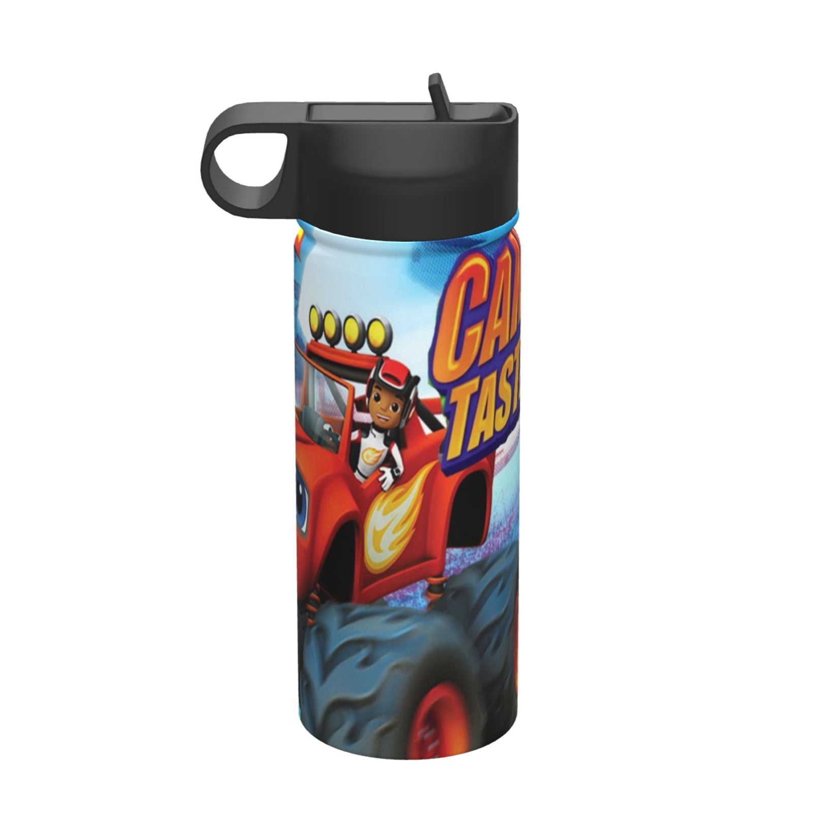 Blaze And The Monster Machines Kids Insulated Water Bottle With Straw - 18 Oz Stainless Steel Double Wall Vacuum Cup, Leakproof, Bpa Free, Suitable For Boys And Girls