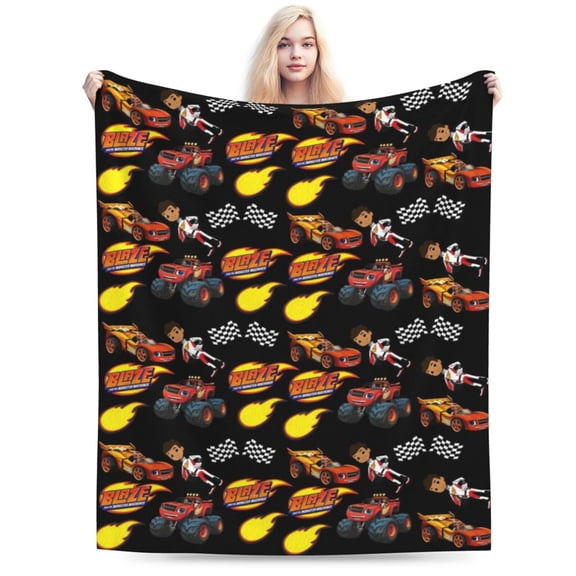 Blaze And The Monster Machines Throw Blanket Soft Lightweight Cozy Plush Flannel Bed Blanket Fuzzy Fluffy Fleece Blankets for Bedroom Living Room Couch Office 40"X30"