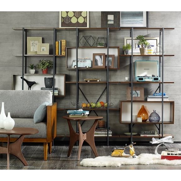 Blaze Triangle Wood Coffee Table | Mid-Century Modern Pecan Finish | 40"W x 27"D x 17.25"H | Durable Veneer & MDF | Brown Living Room Furniture | Vietnam Origin