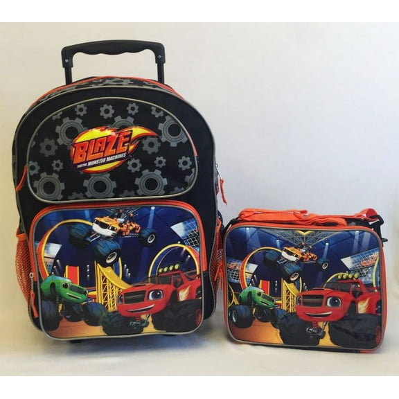 Blaze and The Monster Machines 16" Rolling Backpack with Insulated Lunch Bag Set