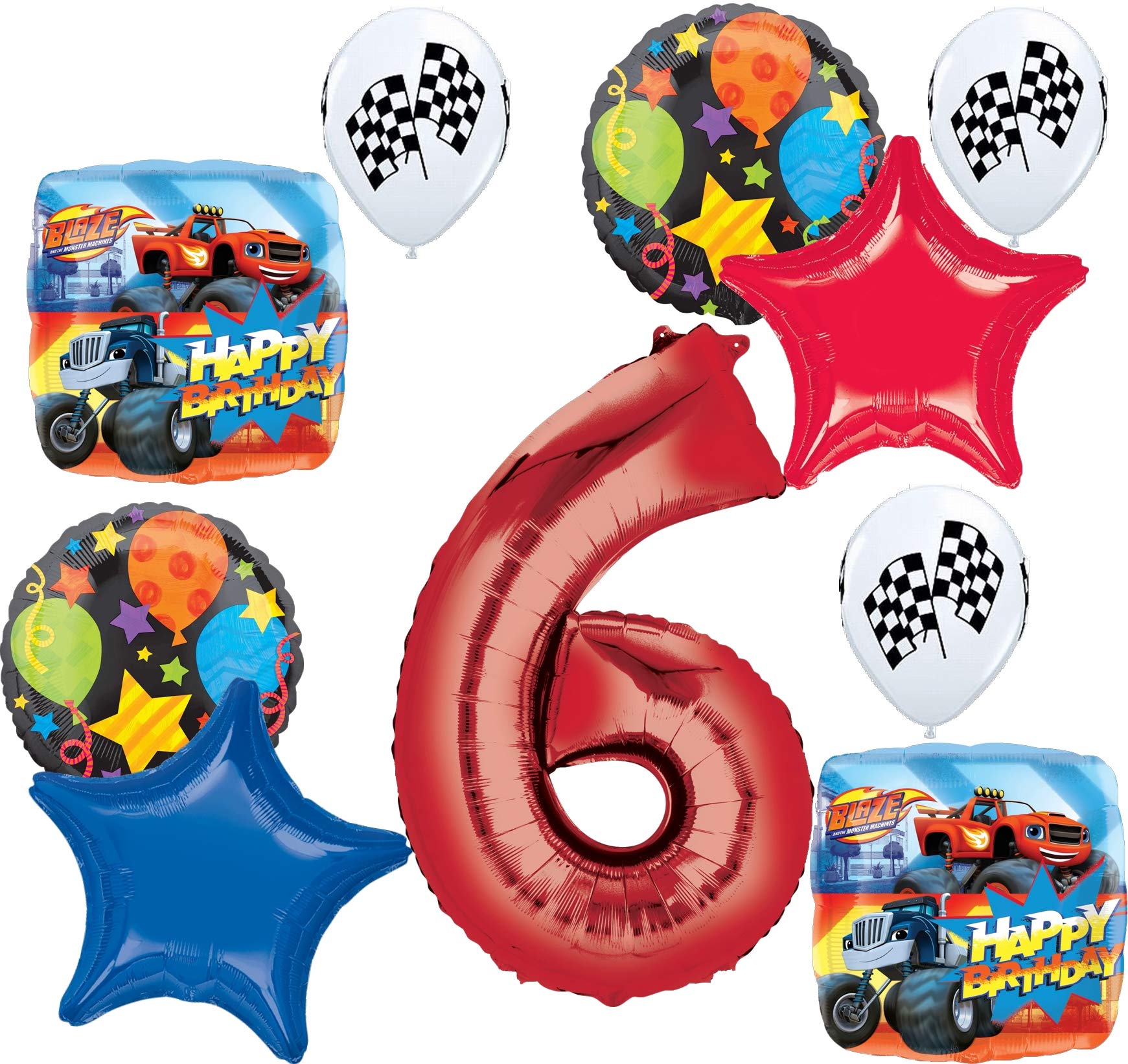 Blaze and the Monster Machines Party Supplies 6th Birthday Balloon Bouquet Decorations