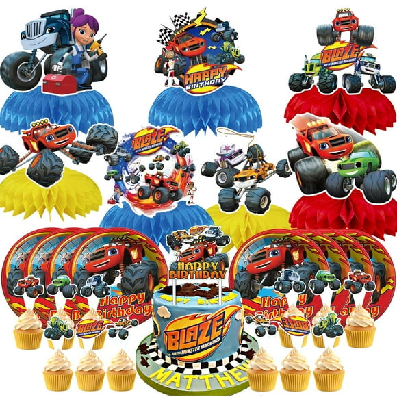 Blaze and the Monster Machines Party Supplies Decor Plates Fans Decorations Honeycomb Centerpieces Cake Toppers
