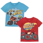 Blaze and the Monster Machines Toddler Boys 2-Pack Short Sleeve T-Shirts Red Blue