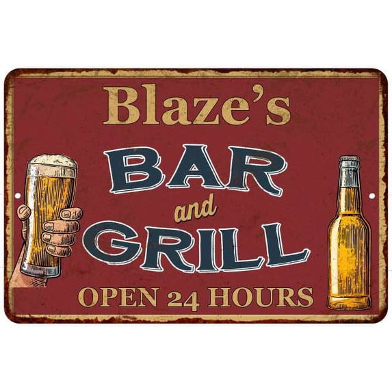 Blaze's Red Bar and Grill Rustic Sign Decor 8x12 208120045379