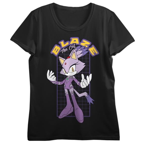 Blaze the Cat DC x Sega Juniors Graphic Tee Screen-Printed Character Art Crew Neck Short Sleeve Officially Licensed T-Shirt-Small