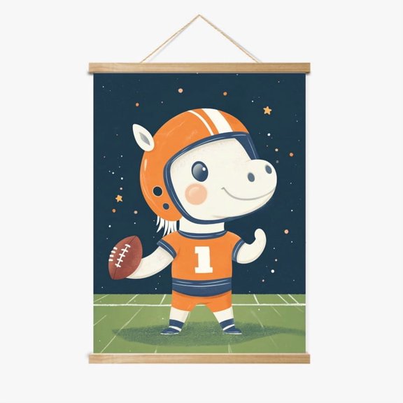 Blaze the End-Zone Bronco Wood Frame Hanger by Dancing Littles Jungle