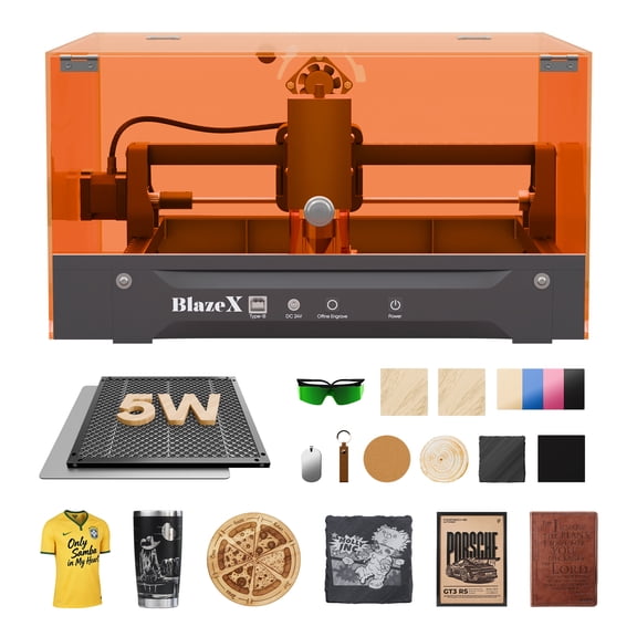 BlazeX M3 5W Laser Engraver Machine for Beginner, Class 1, 0.01mm Ultra-Precision Laser Cutter and Engraver Machine for Wood Metal Glass Leather, with Enclosure Honeycomb Engraving Materials