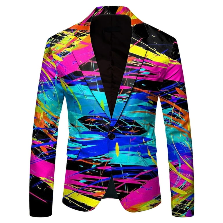 Blazer For Men Casual Carnival 3D Fun Printed Suit Jacket Casual Suit Jacket Lightweight Sport Coats