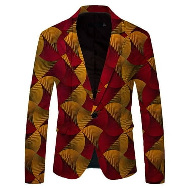 Blazer For Men Casual Leisure Printed Pocket Buttons Long Sleeve Jacket Suit Jacket Tops Lightweight Sport Coats