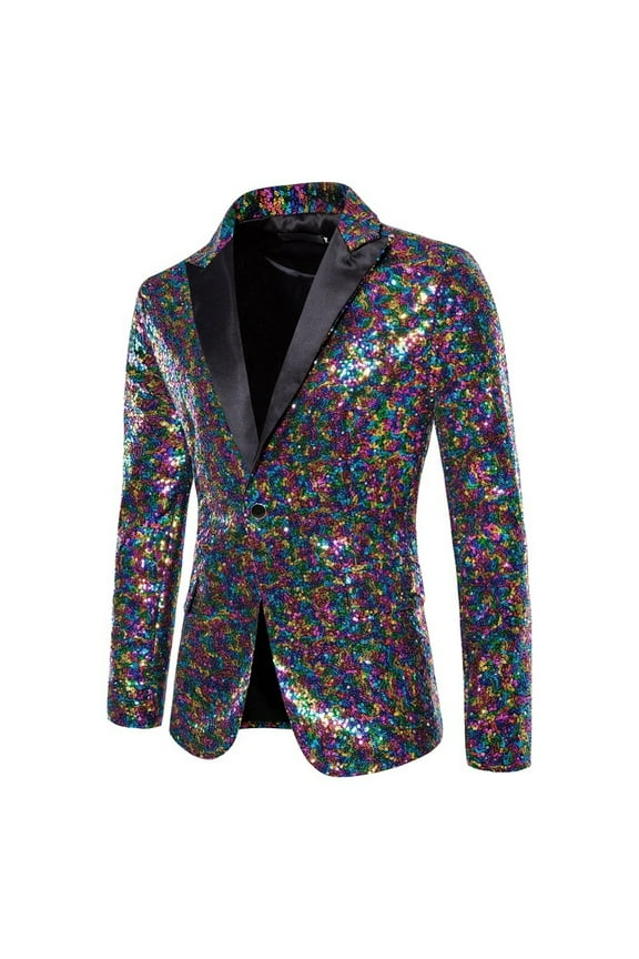 Blazer For Men Shiny Sequin Blazers Tuxedo Party Dinner Prom One Button Suit Jacket Winter Jackets